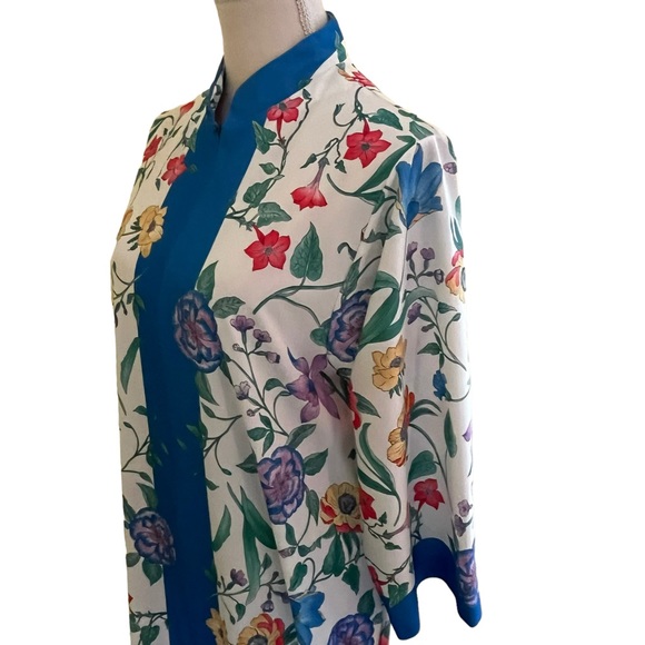 Evelyn Pearson Floral with Blue Accents Vintage Robe/Caftan M - Picture 4 of 11